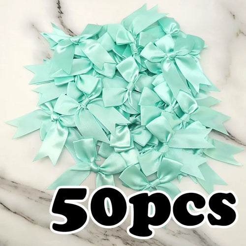 (50pcs) 1 inch fresh pink ribbon bows Polyester Satin Bow Flower DIY