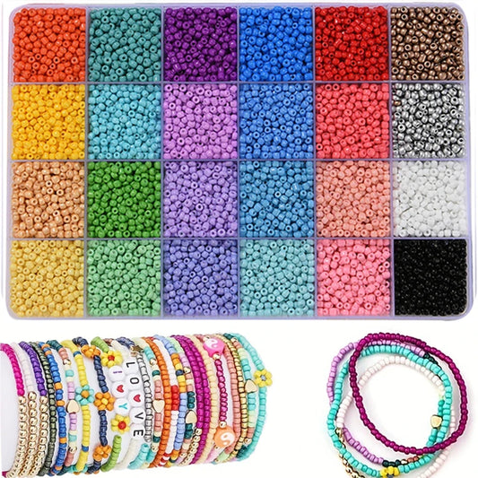 2400pcs  3mm Mixed 24 Colors Glass Seed Beads Glass Beads Bulk Kit