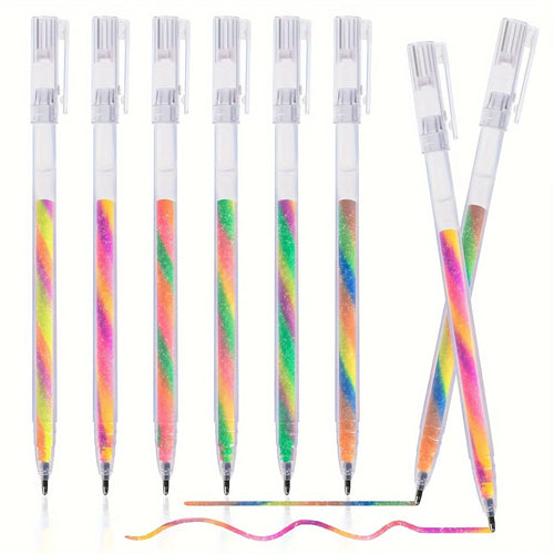 6pcs Glitter Gel Highlighter Pens Set - 1.2mm Vibrant Colors, Smooth