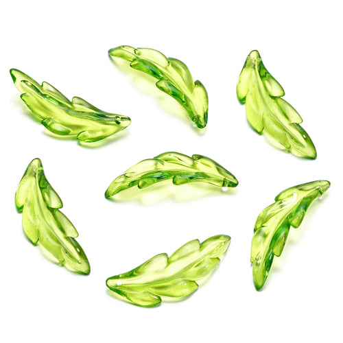 10-100pcs Green Acrylic Leaf Charms Leaves Beads Pendants For Diy