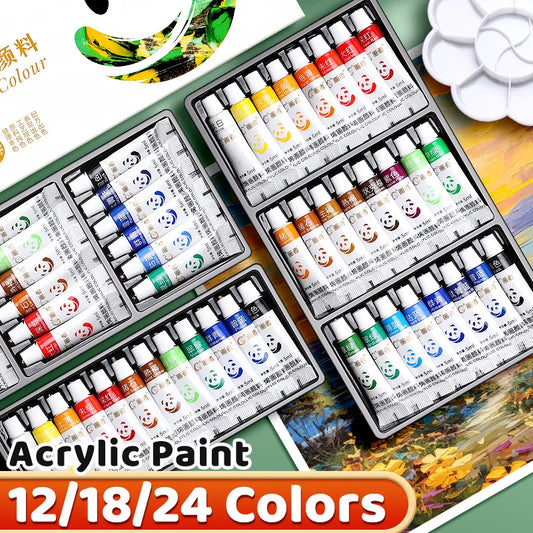 Acrylic Paint Set 12/18/24 Colors 5ml/0.17oz,Water-Proof Portable Art