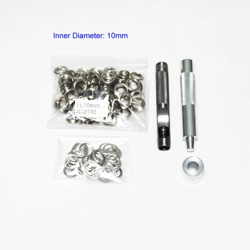 4mm-14mm 100 Set Silver Eyelet and Eyelet Punch Die Tool Set Metal