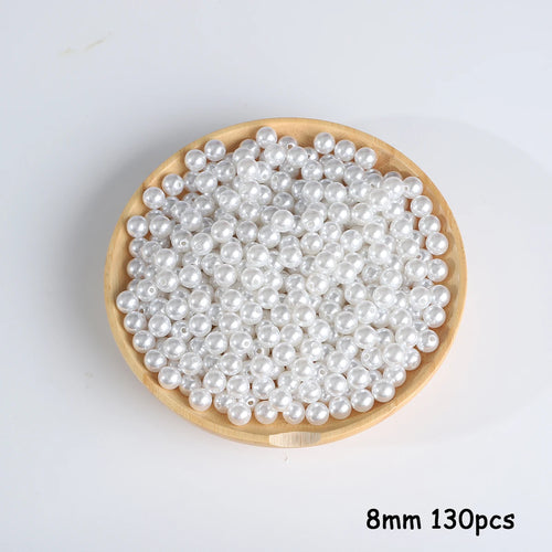 3-20mm 10-1000pcs straight hole ABS imitation pearl beige white