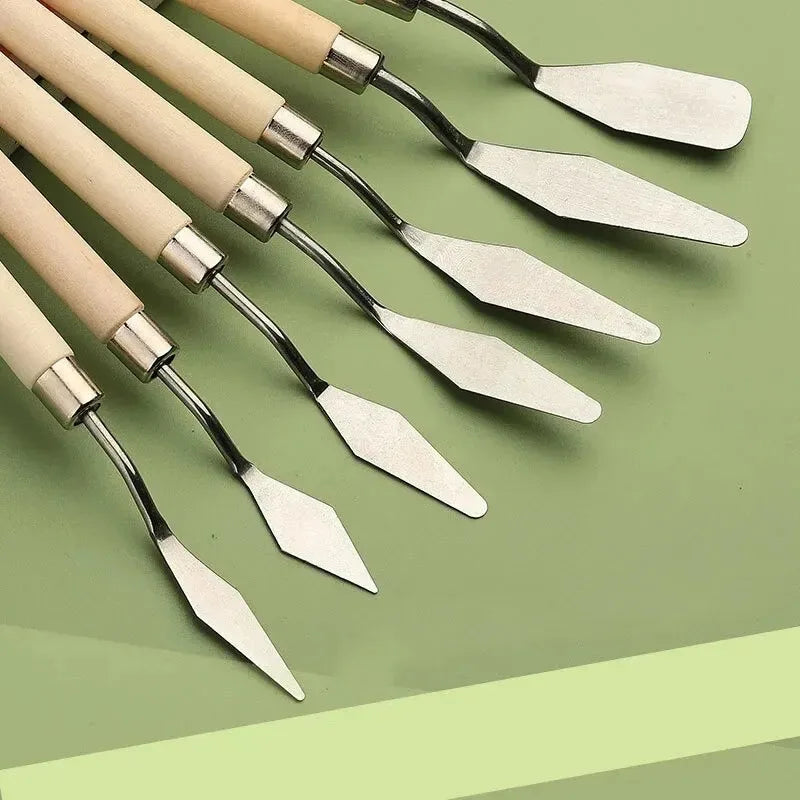 7Pcs Stainless Steel Oil Painting Knives Artist Crafts Spatula Palette