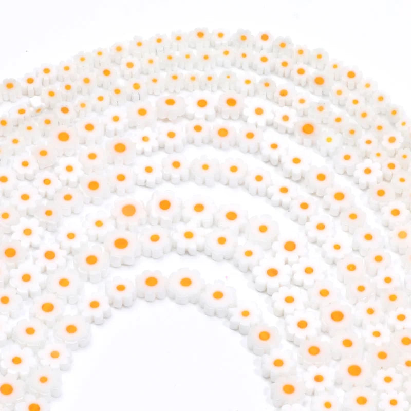 4-8mm Flower Lampwork Glass Flat Beads Daisy Spacer Loose Beads For