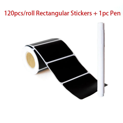 Black Waterproof Reusable Label Stickers With White Chalk For Mason