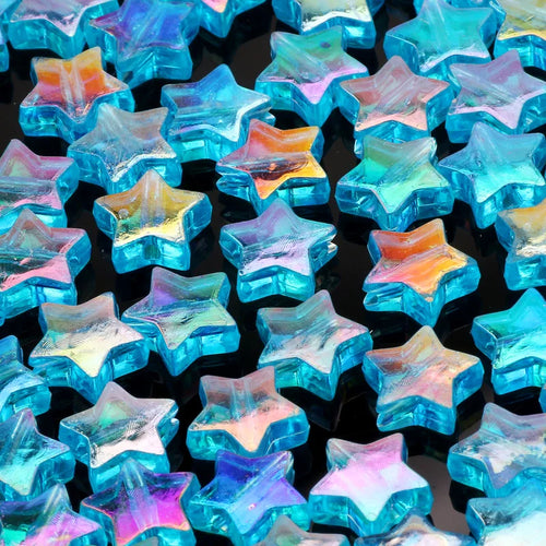 50pcs Transparent AB Color Five-pointed Star Acrylic Beads Loose
