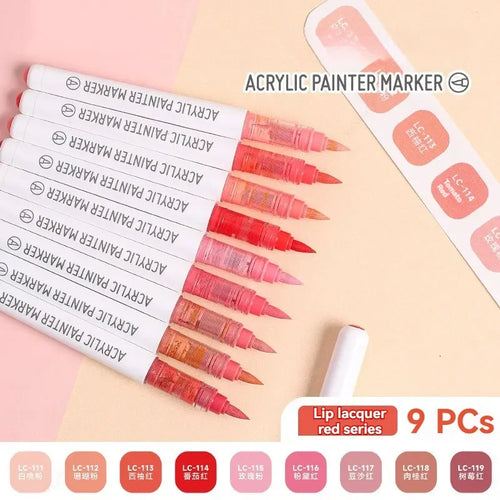 9pcs/Box Mix Color Acrylic Markers Set Art Rock Painting Pens Kids