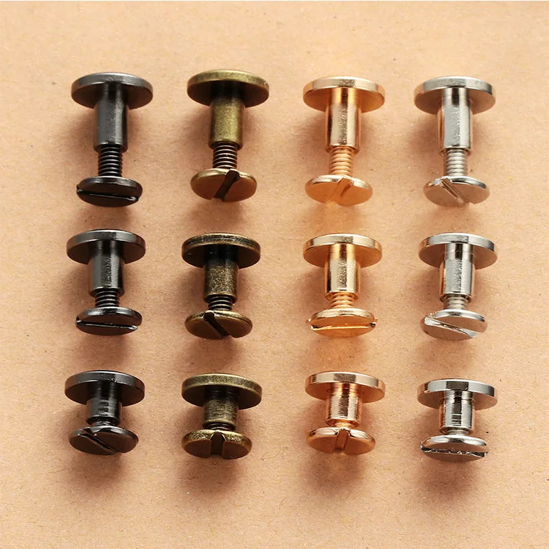 10Sets Metal Solid Screw Nail Rivet Double Curved Head Belt Strap