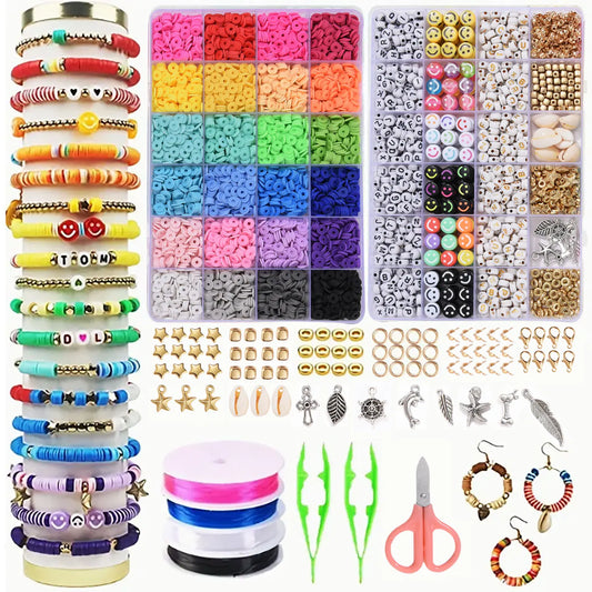 Polymer Clay Beads Set 6MM Rainbow Color Flat Chip Beads For Boho