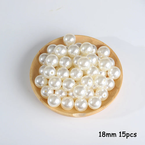 3-20mm 10-1000pcs straight hole ABS imitation pearl beige white