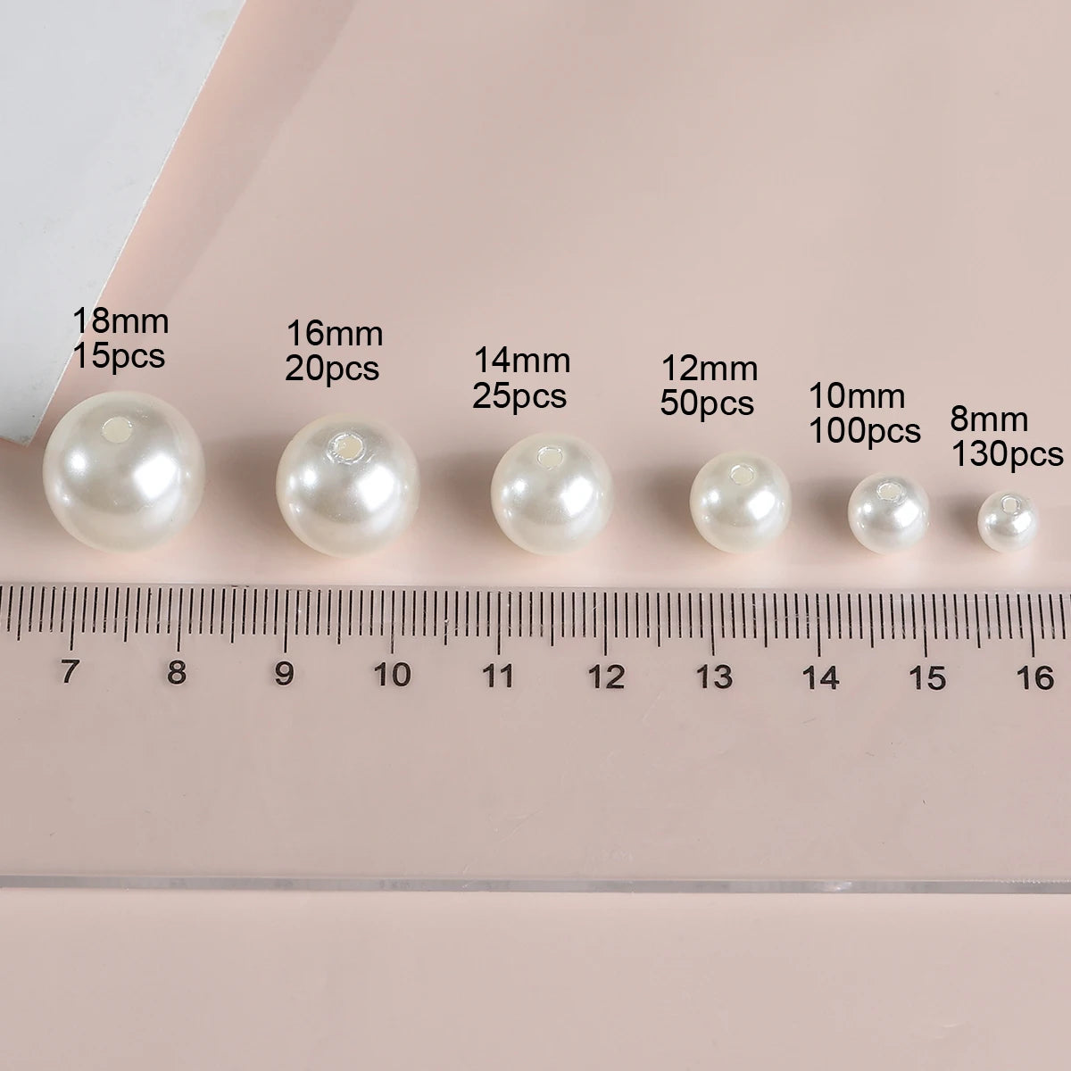 3-20mm 10-1000pcs straight hole ABS imitation pearl beige white