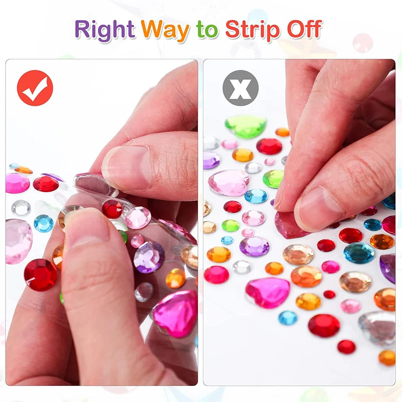 880pcs Gem bead Stickers Rhinestones for Crafts Self Adhesive Jewels