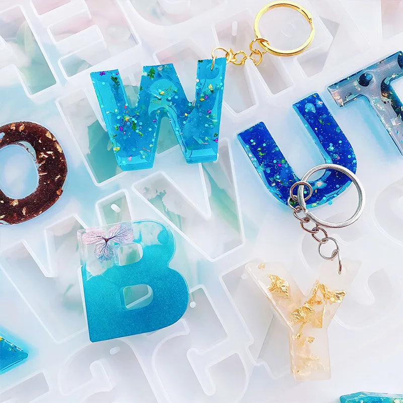 Alphabet Epoxy Resin Silicone Mold DIY Letter Number Pendant Resin