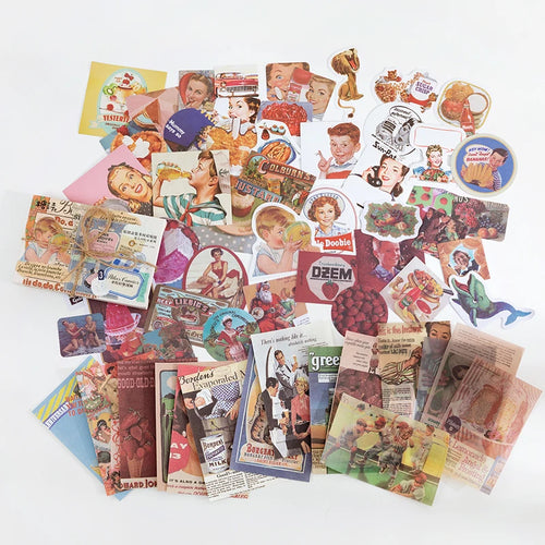 Yoofun 60pcs/pack Multi-Material Sticker Pack Vintage Mushroom Plants