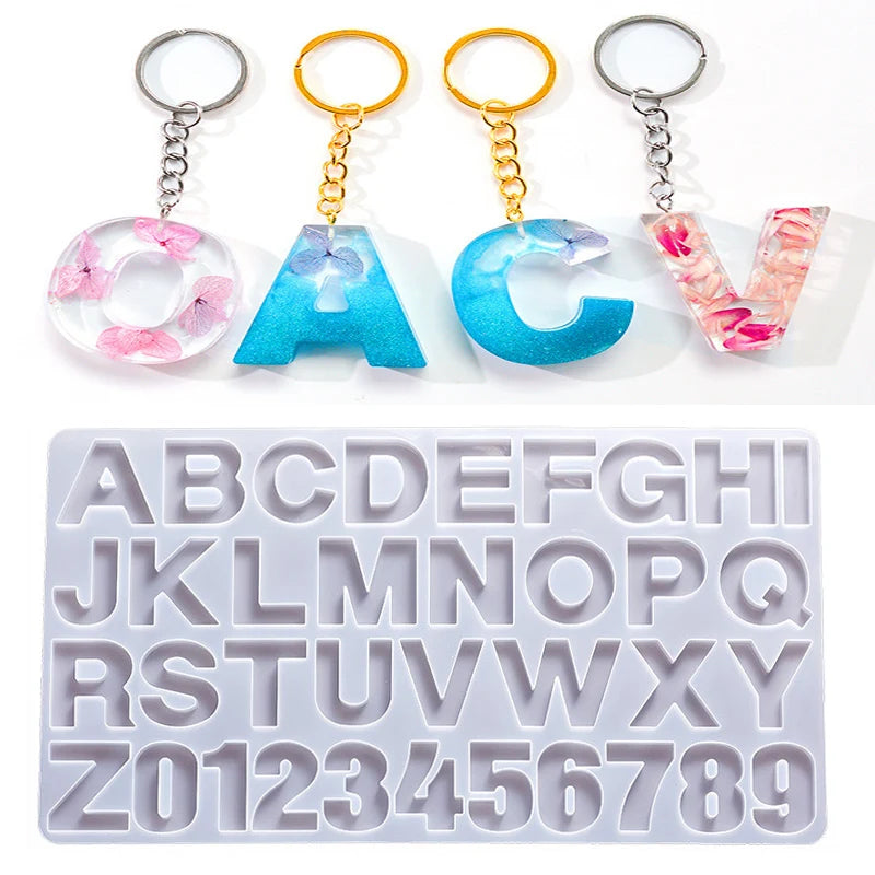 Alphabet Epoxy Resin Silicone Mold DIY Letter Number Pendant Resin