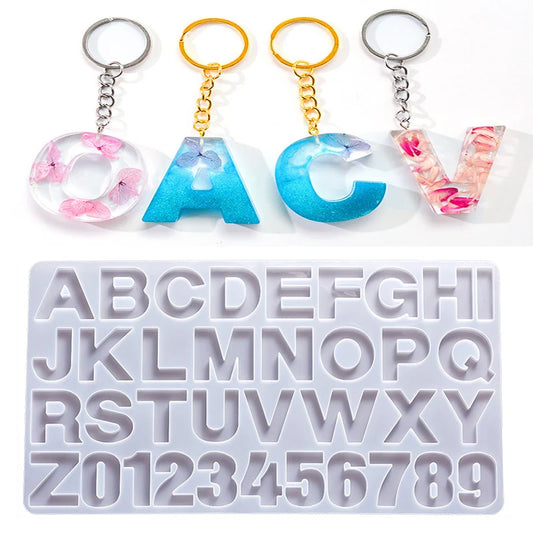 Alphabet Epoxy Resin Silicone Mold DIY Letter Number Pendant Resin