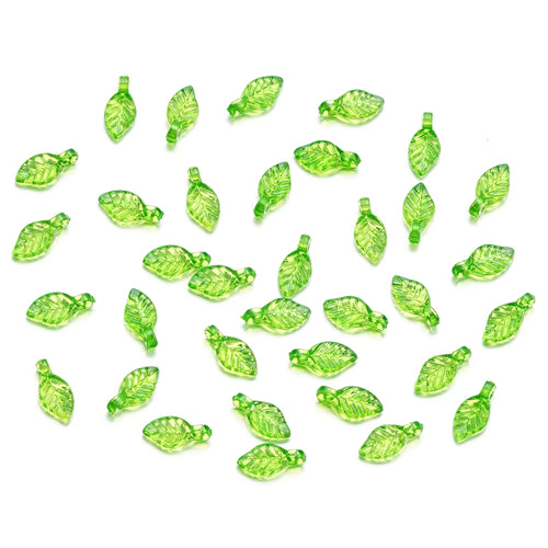 10-100pcs Green Acrylic Leaf Charms Leaves Beads Pendants For Diy