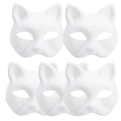 1-20pcs Japanese Mask Paper Blank Mask Halloween Cosplay Cat DIY