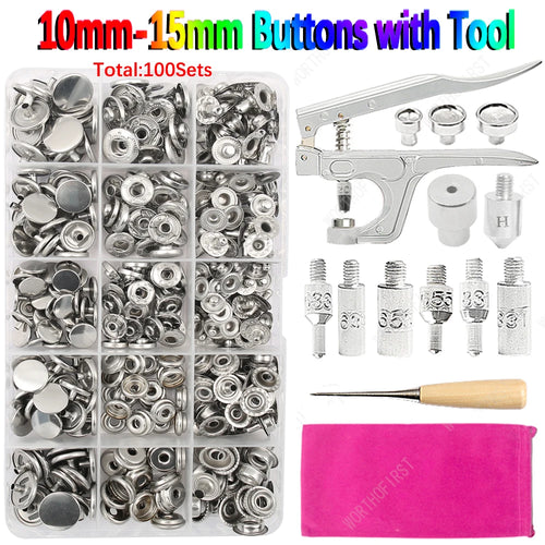 Metal Snap Fasteners Button Kits with Fastener Botones Installation