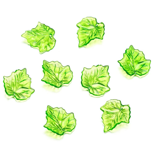 10-100pcs Green Acrylic Leaf Charms Leaves Beads Pendants For Diy