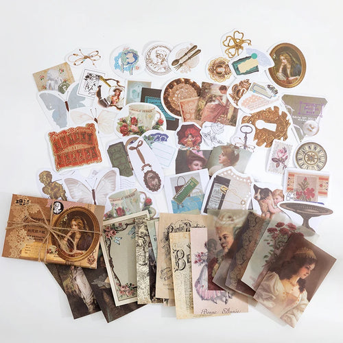Yoofun 60pcs/pack Multi-Material Sticker Pack Vintage Mushroom Plants