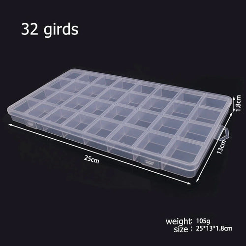 6-32 Compartments Plastic Storage Box Organizer Jewelry Container with