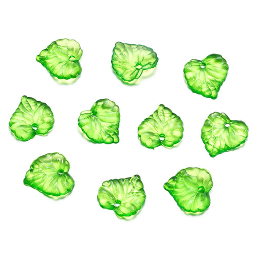 10-100pcs Green Acrylic Leaf Charms Leaves Beads Pendants For Diy
