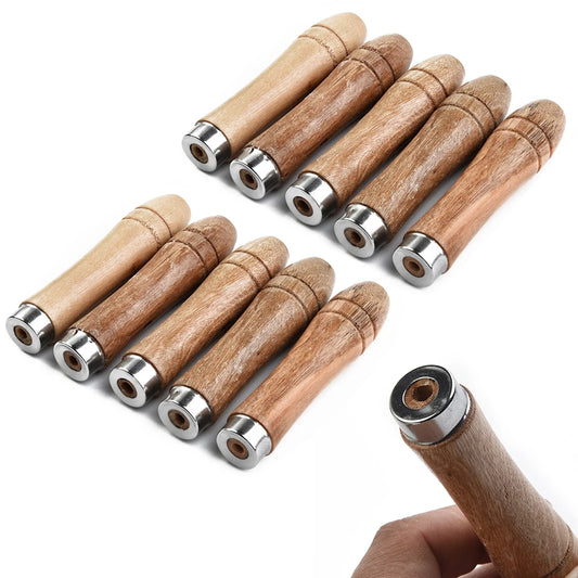 10pc Wooden File Handle Replacement Strong Metal Collar For File Craft