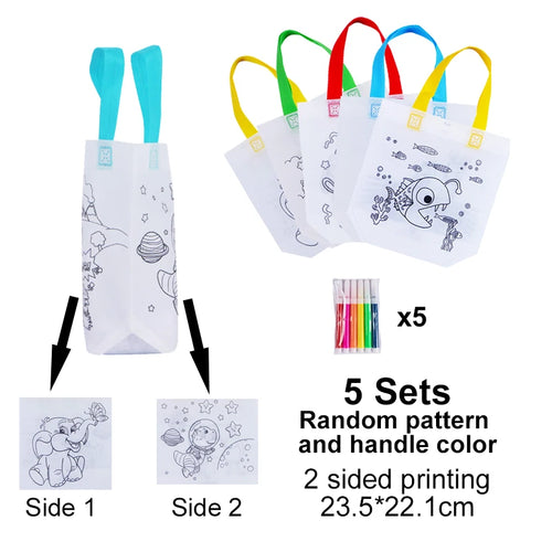 DIY Graffiti Bags with Coloring Marker Painting Non-Woven Gift Bags