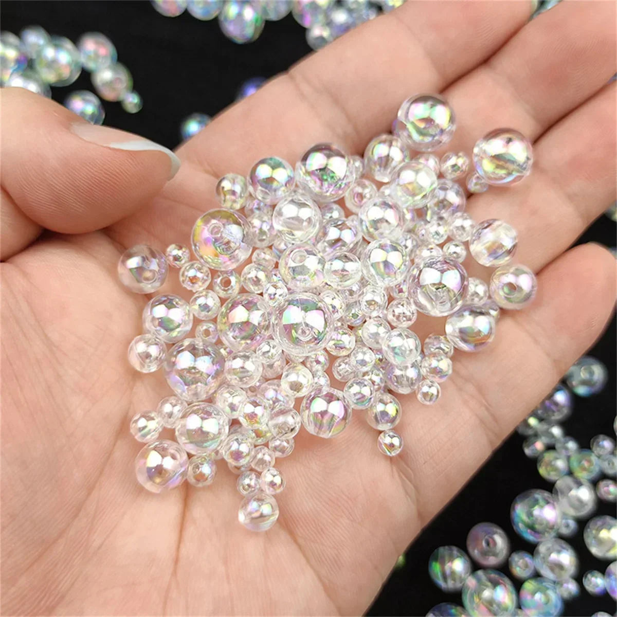 6mm/8mm/10mm ABS Imitation Pearl Beads - Transparent White DIY Jewelry