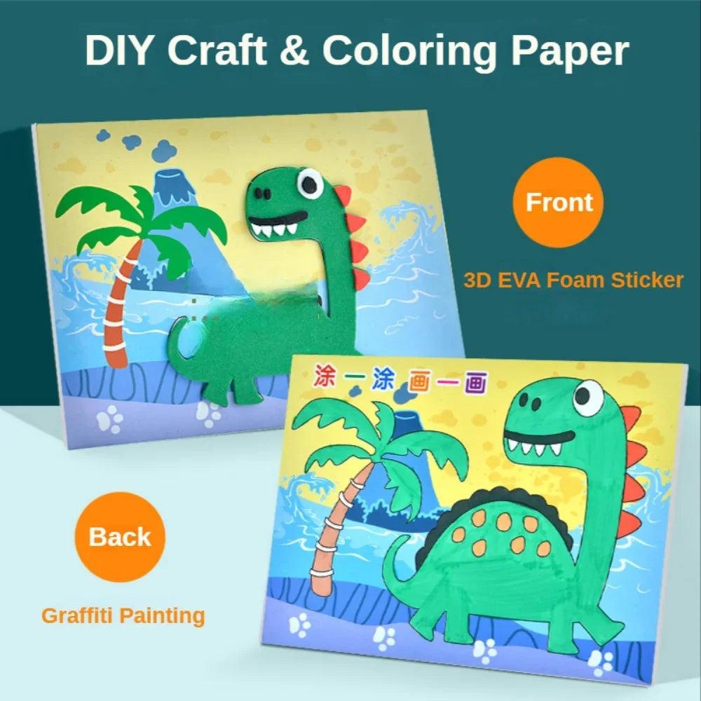 10Pcs 3D EVA Foam Sticker Puzzle Game DIY Cartoon Animal Craft Toys