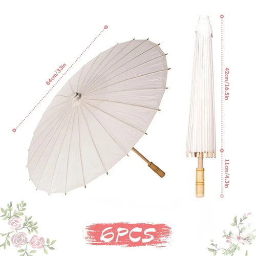 60/84cm Wedding Paper Umbrellas Chinese Wooden handle White DIY
