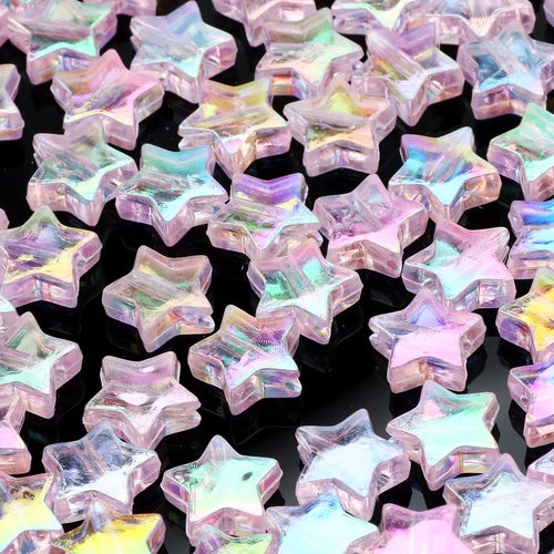 50pcs Transparent AB Color Five-pointed Star Acrylic Beads Loose