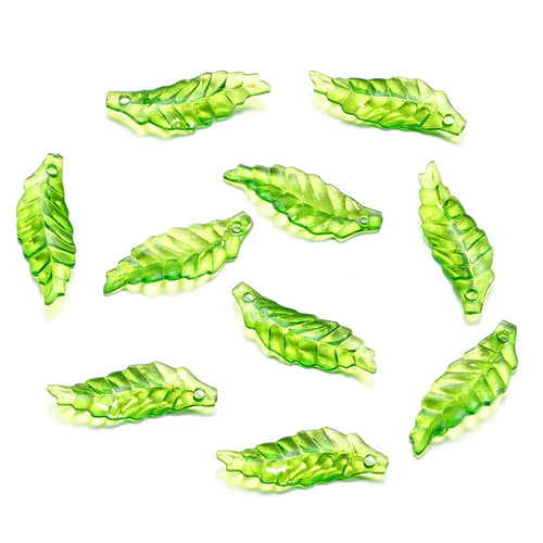 10-100pcs Green Acrylic Leaf Charms Leaves Beads Pendants For Diy