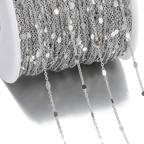 No Fade 2Meters Sequins Chain Necklace Gold Silver Chain Metal Copper
