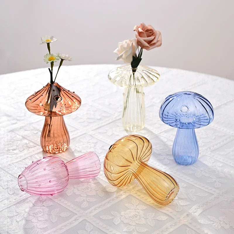 Creative Mushroom Glass Vase Plant Hydroponic Terrarium Art Plant