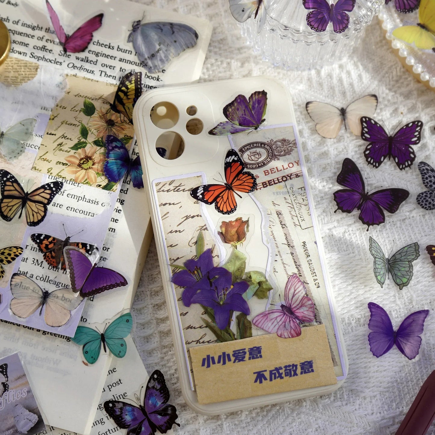 Journamm 40pcs/pack Butterfly Series Stickers Art Collage Junk Journal