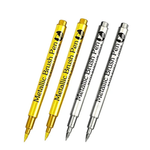 4/6pcs Waterproof Permanent Metallic Brush Paint Marker Pens DIY Resin