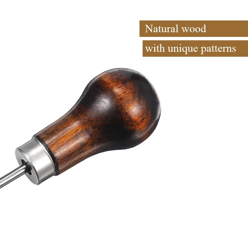 LMDZ Wood Handle Awl Leather Punching Tools Leather Straight Awls Hole