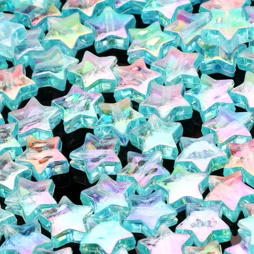50pcs Transparent AB Color Five-pointed Star Acrylic Beads Loose