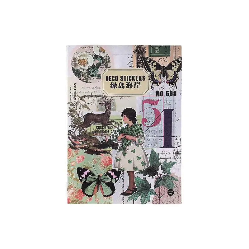 JIANQI 20 pcs PET Die cut Stickers book Plant Flower Label Decorative