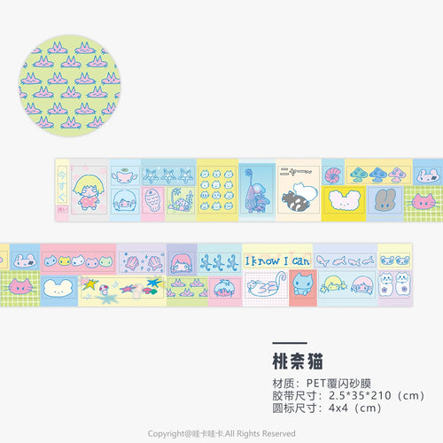 Kawaii Shiny PET Characters Washi Tape Deco Stickers for Scrapbooking