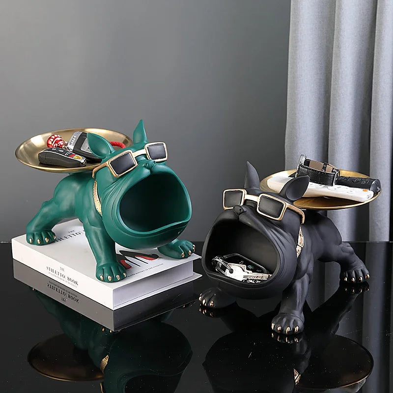 Home Decor Bulldog Figurine Dog Statue Storage Box Animal Ornament
