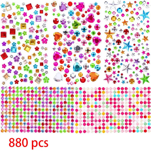 880pcs Gem bead Stickers Rhinestones for Crafts Self Adhesive Jewels