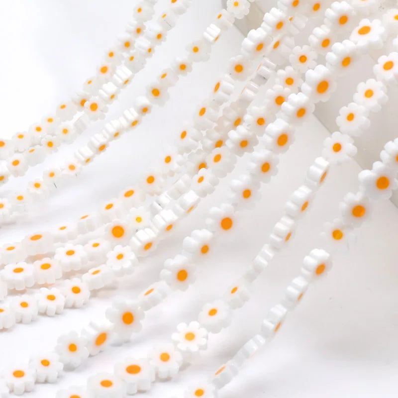 4-8mm Flower Lampwork Glass Flat Beads Daisy Spacer Loose Beads For