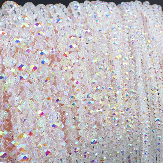 Austrian Crystal White AB Glass Beads 3/4/6/8Mm Transparent With Hole