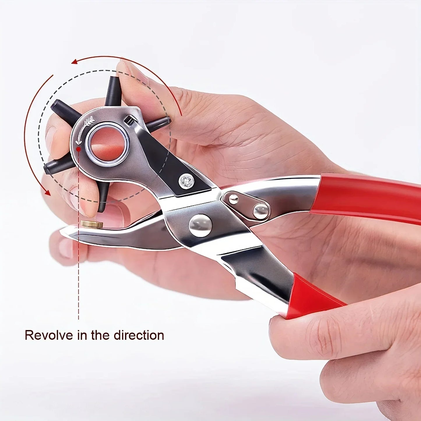 6-Size Rotary Leather Punch - Heavy Duty Belt Hole Puncher Tool w for