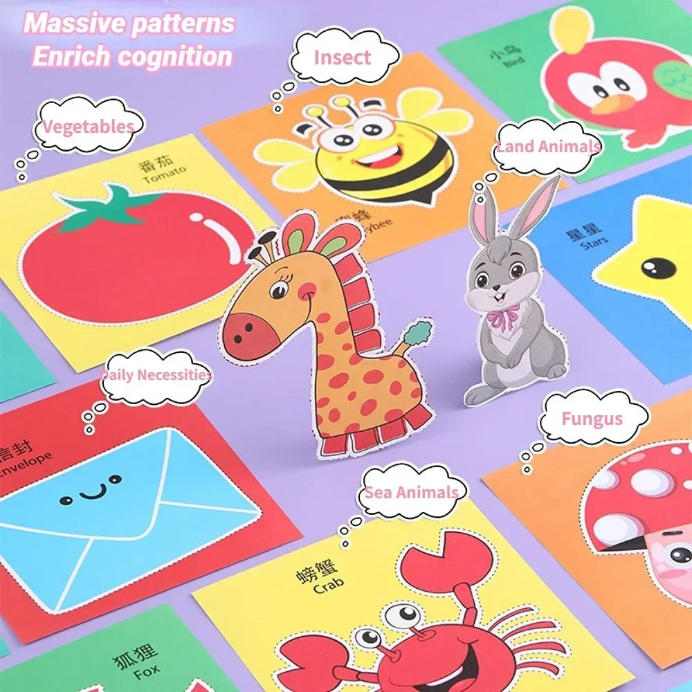 48Pcs Handmade Paper Cut Book Kids Craft Toys DIY Cartoon Scrapbooking
