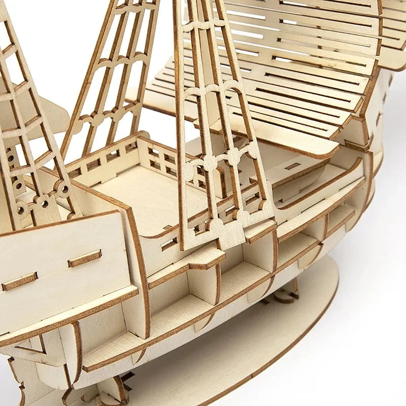 1PC 3D Sailboat Wooden Puzzle Assembly Model Puzzle DIY Wooden Crafts